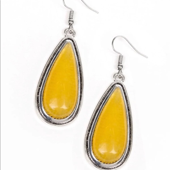 Oasis Sheen - yellow - Paparazzi earrings tear drop